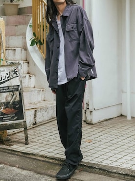 「アイテム（チノパンツ）」を使った、infoabsoさん（メンズ・175cm）の夏コーディネート