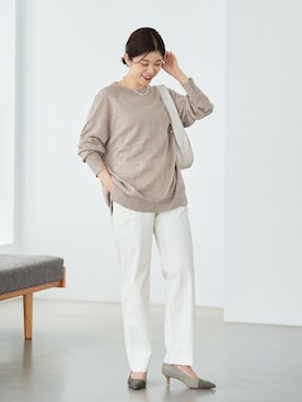 「アイテム（パンプス、グリーン系）」を使った、eveさん（レディース・158cm）の秋コーディネート