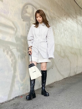 「EVOL（イーボル）の【EVOL】ソフトストレッチロングブーツ IT9925（ブーツ）」を使った、EVOL PRESSさん（レディース・162cm）の夏コーディネート