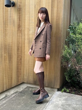 「EVOL（イーボル）の【EVOL】ソフトストレッチロングブーツ IT9925（ブーツ）」を使った、EVOL PRESSさん（レディース・166cm）の秋コーディネート