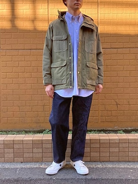 「ボタンダウンシャツ」｜「アイテム（ブルゾン）」を使った、ニコルさん（メンズ・178cm）の春コーディネート