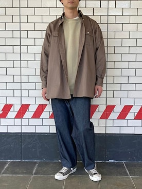 「BROOKLYN OVERALL（ブルックリンオーバーオール）のアイテム」を使った、ニコルさん（メンズ・178cm）の春コーディネート