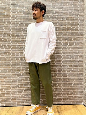 「ポケットＴシャツ」｜「アイテム（スウェット）」を使った、ニコルさん（メンズ・168cm）の春コーディネート