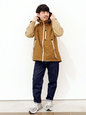 「アイテム（ナイロンジャケット、ブラウン系）」を使った、ニコルさん（メンズ・166cm）の春コーディネート
