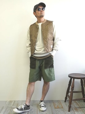 「キルティングベスト」｜ニコルさん（メンズ・172cm）の秋コーディネート