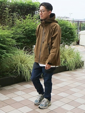 「アイテム（ナイロンジャケット、ブラウン系）」を使った、ニコルさん（メンズ・168cm）の秋コーディネート