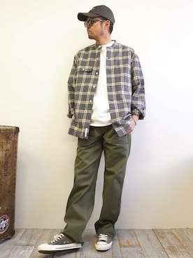 「BROOKLYN OVERALL（ブルックリンオーバーオール）のアイテム」を使った、ニコルさん（メンズ・172cm）の秋コーディネート