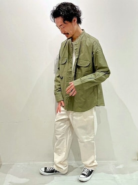 「ホワイトデニム」｜「アイテム（ブルゾン）」を使った、ニコルさん（メンズ・170cm）の春コーディネート