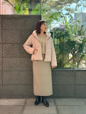「ショートダウン」｜「アイテム（ジャケット/アウター）」を使った、ayaさん（レディース・163cm）の秋コーディネート