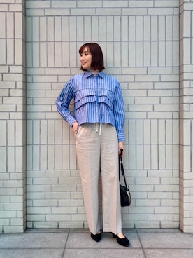 「le.coeur blanc（ルクールブラン）の《新色追加》シアータートル（Tシャツ/カットソー、ホワイト系）」を使った、ayaさん（レディース・163cm）の冬コーディネート