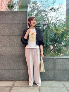 「ワイドパンツ 」｜「アイテム（バッグ）」を使った、ayaさん（レディース・163cm）の春コーディネート