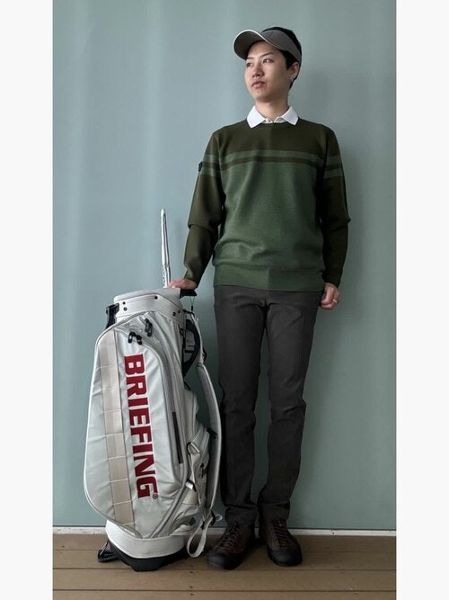 BRIEFING オリーブ色 トレーナー 3D LOGO HALF ZIP | ハーフジップ