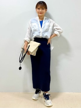 「アイテム（タンクトップ、ブルー系）」を使った、renaさん（レディース・151cm）の春コーディネート