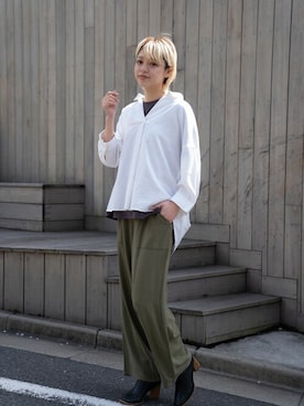 「スキッパーシャツ」｜マックハウスZOZOスタイリスト レディースさん（レディース・163cm）の春コーディネート