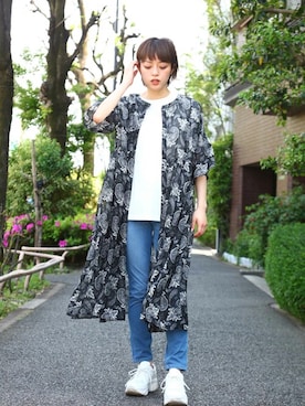 「NAVY（ネイビー）のアイテム（トップス）」を使った、マックハウスZOZOスタイリスト レディースさん（レディース・163cm）の夏コーディネート