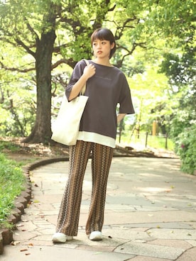 「NAVY（ネイビー）のアイテム」を使った、マックハウスZOZOスタイリスト レディースさん（レディース・163cm）の夏コーディネート