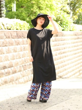 「NAVY（ネイビー）のアイテム（パンツ）」を使った、マックハウスZOZOスタイリスト レディースさん（レディース・163cm）の夏コーディネート