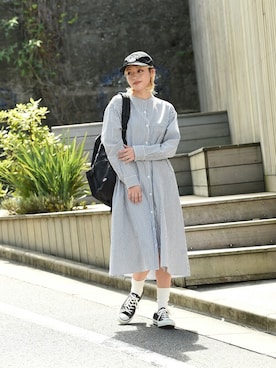 「Dickies（ディッキーズ）のアイテム（バックパック/リュック）」を使った、マックハウスZOZOスタイリスト レディースさん（レディース・163cm）の秋コーディネート