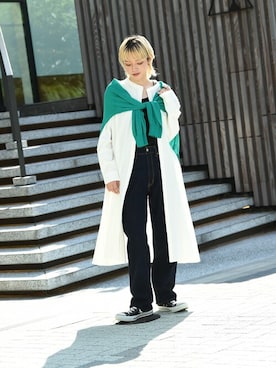 「NAVY（ネイビー）のアイテム（トップス）」を使った、マックハウスZOZOスタイリスト レディースさん（レディース・163cm）の秋コーディネート