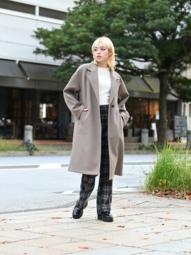 「NAVY（ネイビー）のアイテム（トップス）」を使った、マックハウスZOZOスタイリスト レディースさん（レディース・163cm）の冬コーディネート