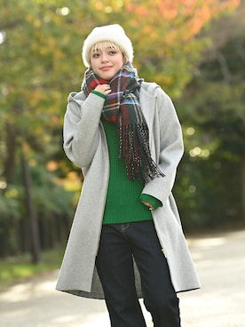 「NAVY（ネイビー）のアイテム（トップス）」を使った、マックハウスZOZOスタイリスト レディースさん（レディース・163cm）の冬コーディネート