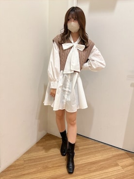 「INGNI（イング）のベーシックミドルブーツ（ブーツ）」を使った、INGNI（イング）さん（レディース・154cm）の秋コーディネート