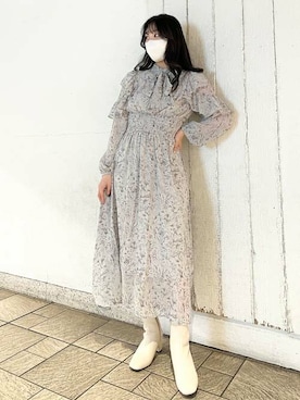 「INGNI（イング）のベーシックミドルブーツ（ブーツ）」を使った、INGNI（イング）さん（レディース・156cm）の冬コーディネート