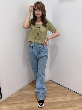 「アイテム（アンサンブル、イエロー系）」を使った、INGNI（イング）さん（レディース・154cm）の夏コーディネート
