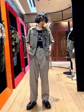 「シャツ 」｜「アイテム（スラックス）」を使った、ikechanさん（メンズ・171cm）の夏コーディネート