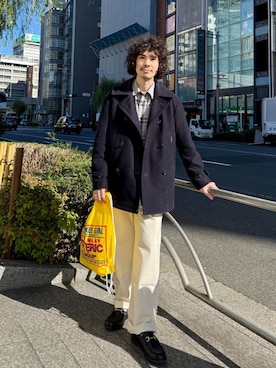 「アイテム（ピーコート）」を使った、ikechanさん（メンズ・171cm）の秋コーディネート