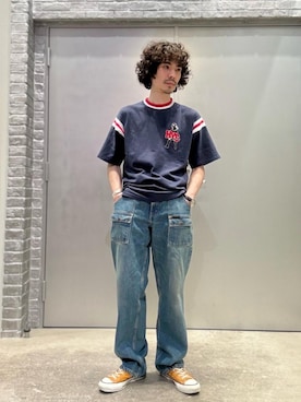 「HYSTERIC GLAMOUR（ヒステリックグラマー）のブッシュデニムパンツ（デニムパンツ、ブルー系）」を使った、ikechanさん（メンズ・171cm）の春コーディネート