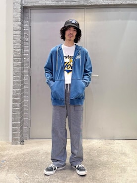 「HYSTERIC GLAMOUR（ヒステリックグラマー）のHYSTERIC JEANS パーカー（パーカー、ブルー系）」を使った、ikechanさん（メンズ・171cm）の夏コーディネート