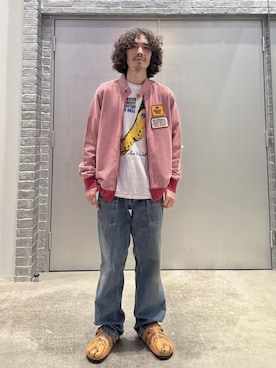 「アイテム（ジャケット/アウター、ピンク系）」を使った、ikechanさん（メンズ・171cm）の秋コーディネート