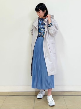 「花柄」｜「アイテム（ナイロンジャケット）」を使った、natsukiさん（レディース・156cm）の冬コーディネート