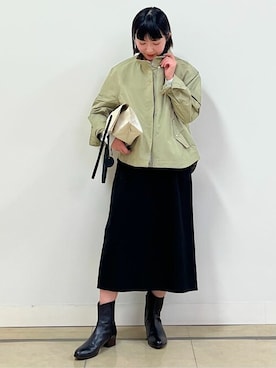 「human woman（ヒューマンウーマン）の◆オリジナルショートブーツ（ブーツ）」を使った、natsukiさん（レディース・156cm）の冬コーディネート