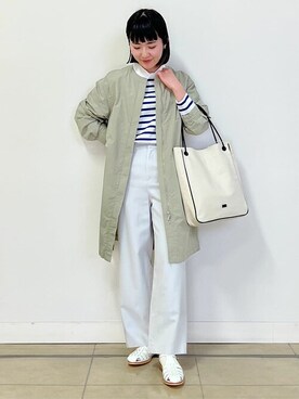 「アイテム（ノーカラーコート）」を使った、natsukiさん（レディース・156cm）の春コーディネート