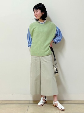 「アイテム（バッグ、ホワイト系）」を使った、natsukiさん（レディース・156cm）の春コーディネート