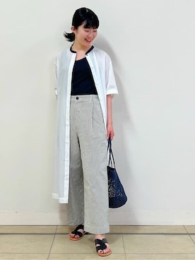 「アイテム（タンクトップ、グレー系）」を使った、natsukiさん（レディース・156cm）の夏コーディネート