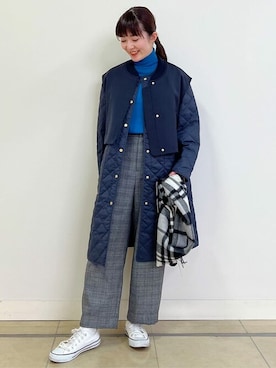 「アイテム（ノーカラーコート）」を使った、natsukiさん（レディース・156cm）の秋コーディネート