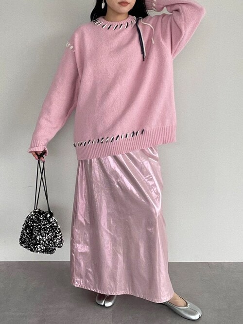 セール】配色ステッチオーバーサイズニット（ニット/セーター