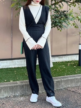 「Bab（バブ）のアイテム（サロペット/オーバーオール）」を使った、Bab pressさん（レディース・156cm）の冬コーディネート