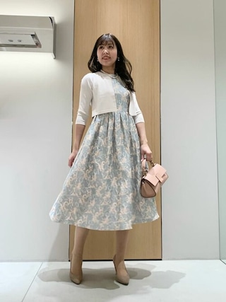ANAYI フラワージャガード タックフレアワンピース 36