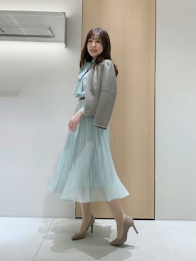「ボウタイ」｜「アイテム（その他アウター）」を使った、Hashizaki.yさん（レディース・165cm）の春コーディネート
