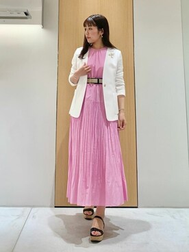 「アイテム（ワンピース、ピンク系）」を使った、Hashizaki.yさん（レディース・165cm）の春コーディネート