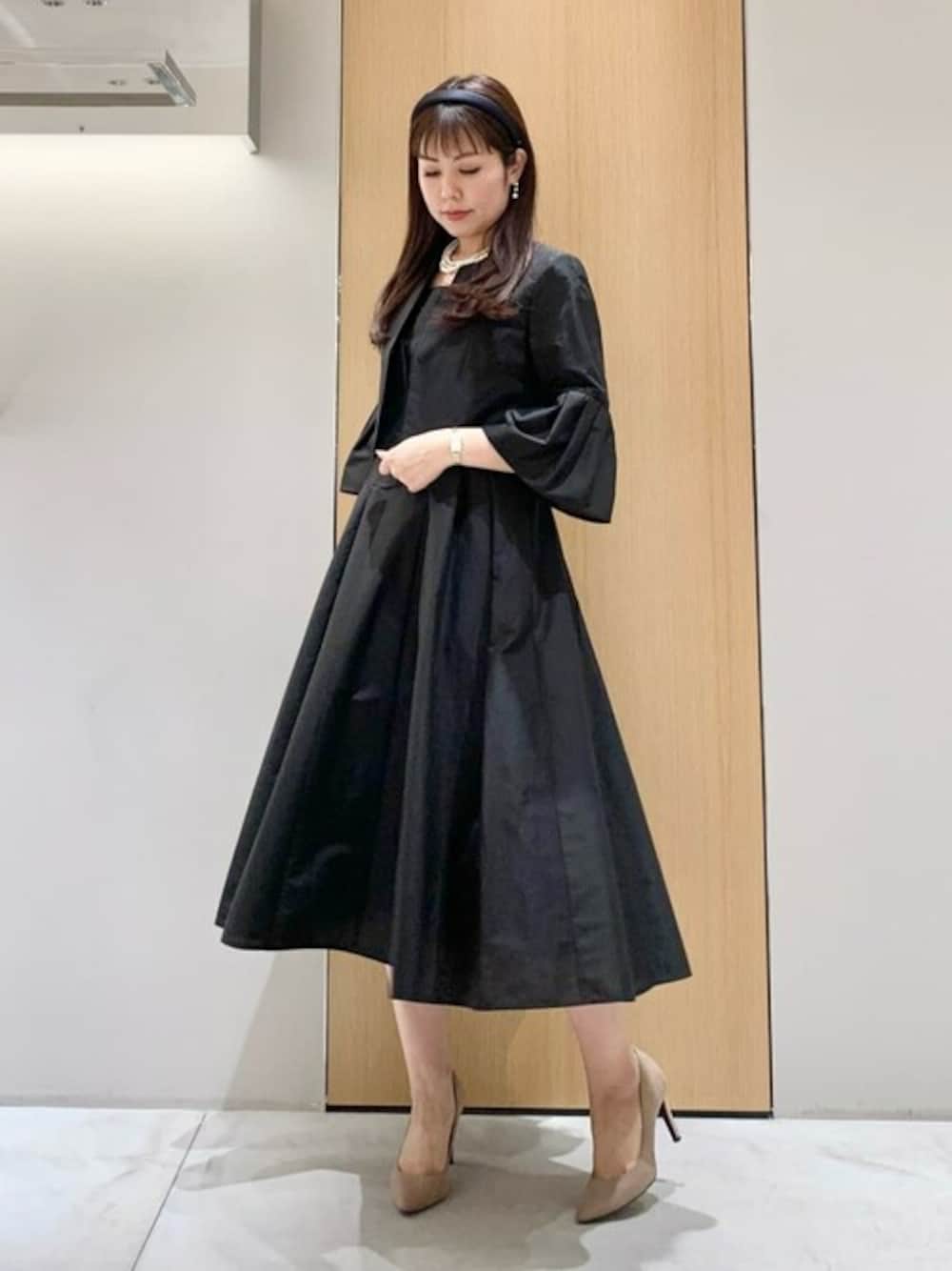 ★美品★ANAYI コットンシルクフレアタック袖ジャケット ANAYI（アナイ）の「コットンシルクフレアタック袖 ジャケット