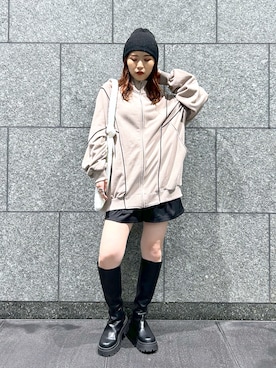 「PAGEBOY（ページボーイ）のニットビーニー（ニットキャップ/ビーニー）」を使った、ゆきほさん（レディース・159cm）の秋コーディネート