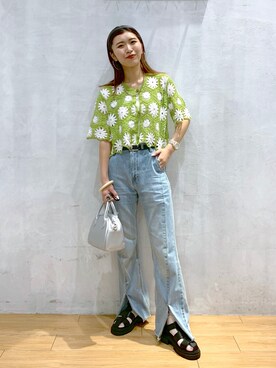 「フレアデニム」｜ゆきほさん（レディース・159cm）の夏コーディネート