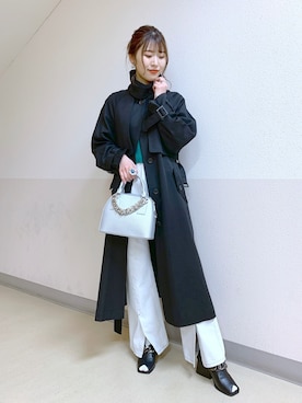 「スリットパンツ」｜「アイテム（トレンチコート）」を使った、ゆきほさん（レディース・159cm）の春コーディネート