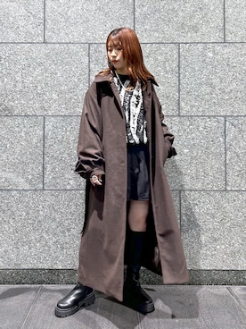 「PAGEBOY（ページボーイ）のアイテム（チェスターコート）」を使った、ゆきほさん（レディース・159cm）の秋コーディネート
