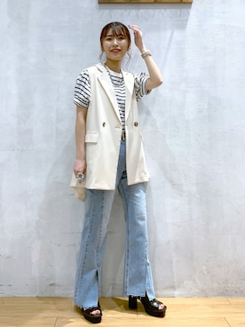 「フレアデニム」｜ゆきほさん（レディース・159cm）の春コーディネート